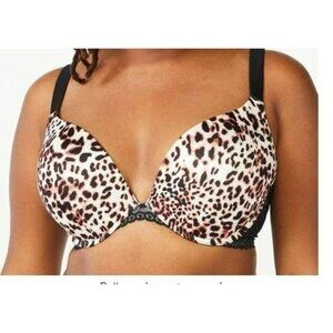 Leopard Plus Size Plunge Push Up Bra 46DDD=46F